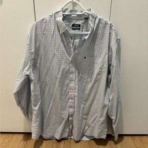 Blue plaid button up shirt